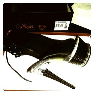 Pleaser Clear and black stripper boots NEW in box